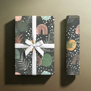 Moderne Abstracte Terrazzo & Botanische Collage Cadeaupapier
