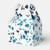 Moderne Abstracte terrazzo mosaic Blue Wedding Bedankdoosjes (Achterkant)