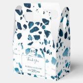 Moderne Abstracte terrazzo mosaic Blue Wedding Bedankdoosjes (Geopend)