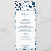 Moderne Abstracte terrazzo mosaic Blue Wedding Menu (Voorkant)
