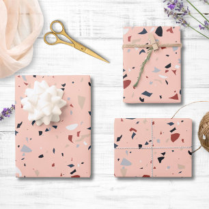 Moderne Abstracte Terrazzo Patroon uit het Midden  Inpakpapier Vel