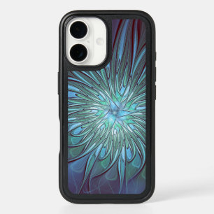 Moderne Abstracte Trendy Blauwe Bloem Fractal Art