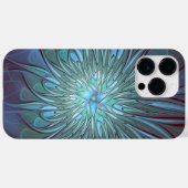 Moderne Abstracte Trendy Blauwe Bloem Fractal Art Case-Mate iPhone Case (Achterkant (horizontaal))
