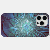 Moderne Abstracte Trendy Blauwe Bloem Fractal Art Case-Mate iPhone Case (Achterkant (horizontaal))