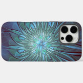 Moderne Abstracte Trendy Blauwe Bloem Fractal Art Case-Mate iPhone Case (Achterkant (horizontaal))