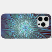 Moderne Abstracte Trendy Blauwe Bloem Fractal Art Case-Mate iPhone Case (Achterkant (horizontaal))