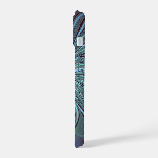 Moderne Abstracte Trendy Blauwe Bloem Fractal Art iPhone 15 Hoesje (Linkerkant)