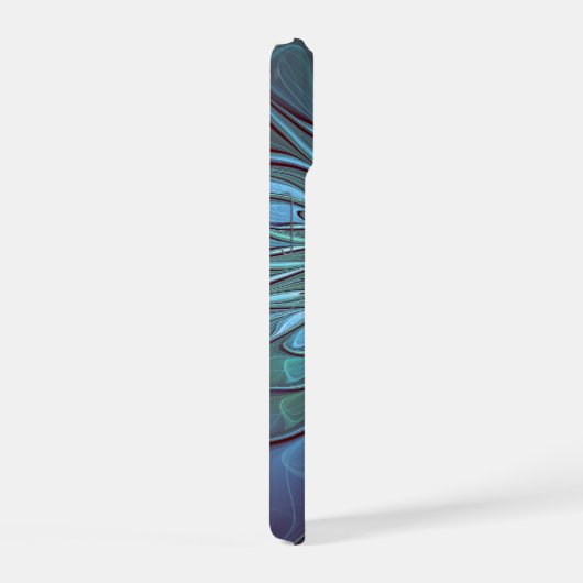 Moderne Abstracte Trendy Blauwe Bloem Fractal Art iPhone 15 Hoesje (Rechterkant)