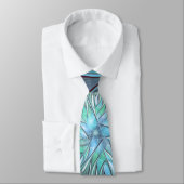 Moderne Abstracte Trendy Blauwe Bloem Fractal Art Stropdas (Gebonden)