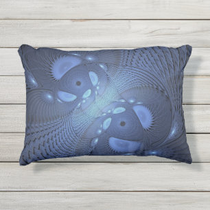 Moderne Abstracte Trendy Dusk Blue Fractal Art Buitenkussen