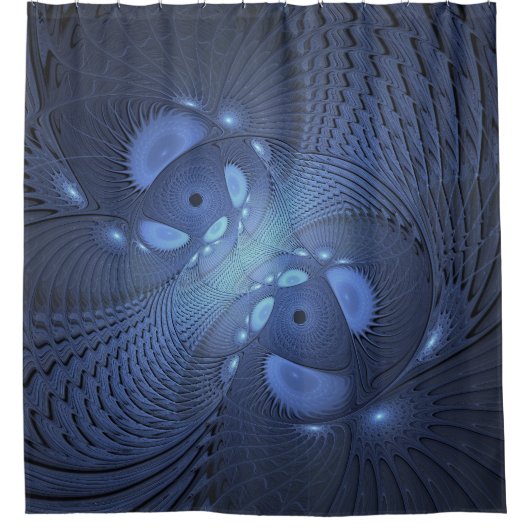 Moderne Abstracte Trendy Dusk Blue Fractal Art Douchegordijn (Voorkant)
