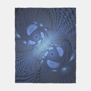 Moderne Abstracte Trendy Dusk Blue Fractal Art Fleece Deken