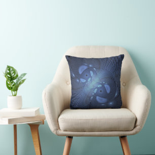 Moderne Abstracte Trendy Dusk Blue Fractal Art Kussen