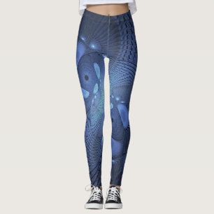 Moderne Abstracte Trendy Dusk Blue Fractal Art Leggings