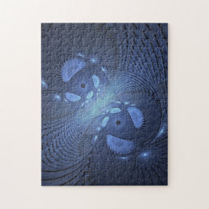 Moderne Abstracte Trendy Dusk Blue Fractal Art Legpuzzel