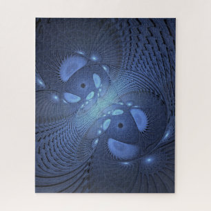 Moderne Abstracte Trendy Dusk Blue Fractal Art Legpuzzel