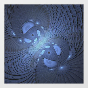 Moderne Abstracte Trendy Dusk Blue Fractal Art Raamsticker