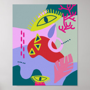 Moderne, abstracte trendy kleurrijke kunstwerken a poster