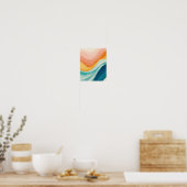 Moderne Abstracte Trendy Roze Geel Blauwe Golven Poster (Keuken)