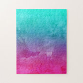 Moderne abstracte turquoise roze gradiënt waterver legpuzzel (Verticaal)
