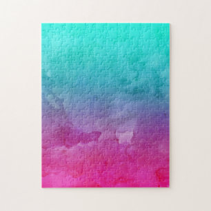 Moderne abstracte turquoise roze gradiënt waterver legpuzzel