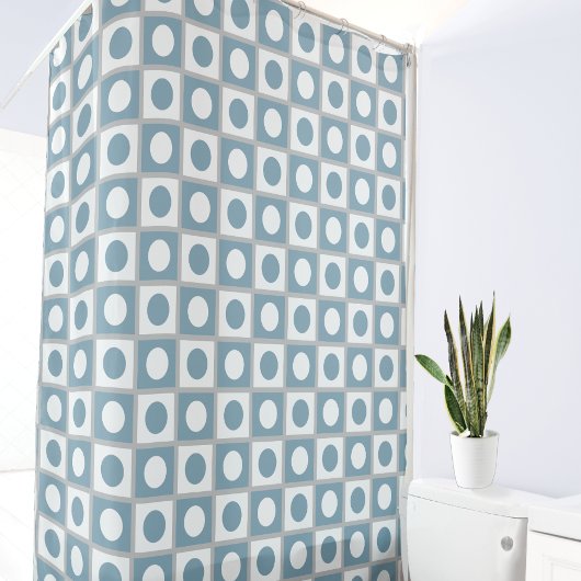 Moderne Abstracte Turquoise & Wit Douchegordijn