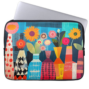 Moderne abstracte vaas met bloemen, laptop sleeve