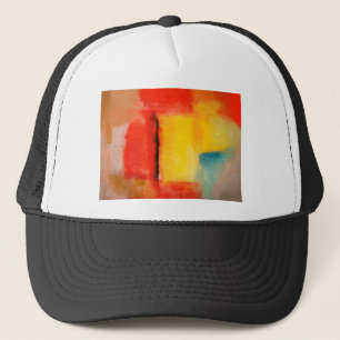 Moderne Abstracte verf met roodgeel Trucker Pet