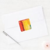 Moderne Abstracte verf met roodgeel Vierkante Sticker (Envelop)