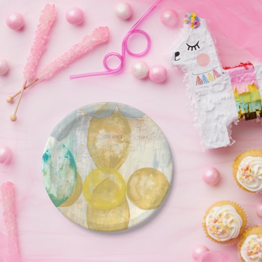 Moderne Abstracte verf op krantenpapier Papieren Bordje (Feest)