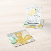 Moderne Abstracte verf op krantenpapier Vierkante Kartonnen Onderzetter (Insitu)