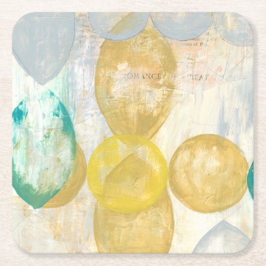 Moderne Abstracte verf op krantenpapier Vierkante Kartonnen Onderzetter (Voorkant)