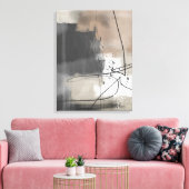 Moderne Abstracte verfbruine zwarte minimalist Canvas Afdruk (Insitu (Woonkamer))