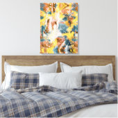 Moderne Abstracte verfmosterd Blauwgroen Gold Whit Canvas Afdruk (Insitu (Slaapkamer))