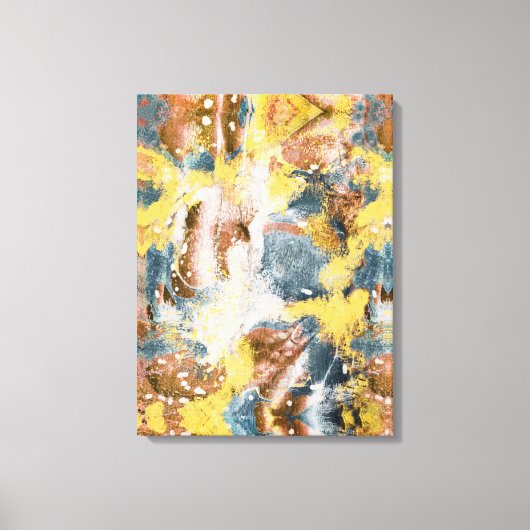 Moderne Abstracte verfmosterd Blauwgroen Gold Whit Canvas Afdruk (Voorkant)
