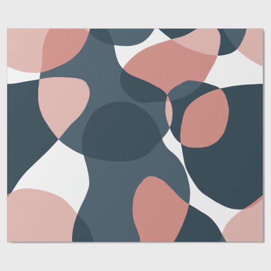 Moderne abstracte verjaardag witte blauwe roze cadeaupapier (Vlak)