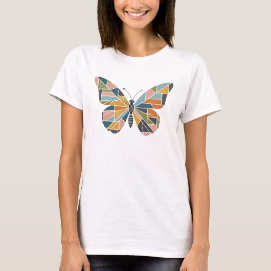 Moderne Abstracte Vlinder - Schoon Patchwork Desig T-shirt (Voorkant)