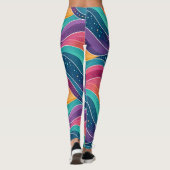 Moderne Abstracte Vloeibare Golven Naadloos Patroo Leggings (Achterkant)