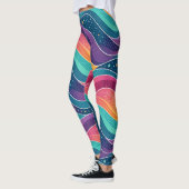 Moderne Abstracte Vloeibare Golven Naadloos Patroo Leggings (Links)