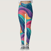 Moderne Abstracte Vloeibare Golven Naadloos Patroo Leggings (Voorkant)
