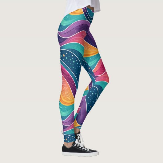 Moderne Abstracte Vloeibare Golven Naadloos Patroo Leggings (Rechts)