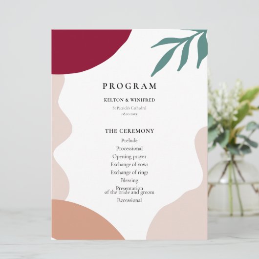 Moderne abstracte vormen hedendaagse bruiloft programma (Staand voorkant)