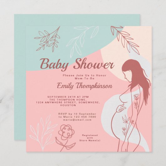 Moderne Abstracte vormen moeder om Baby shower te  Kaart (Voorkant / Achterkant)