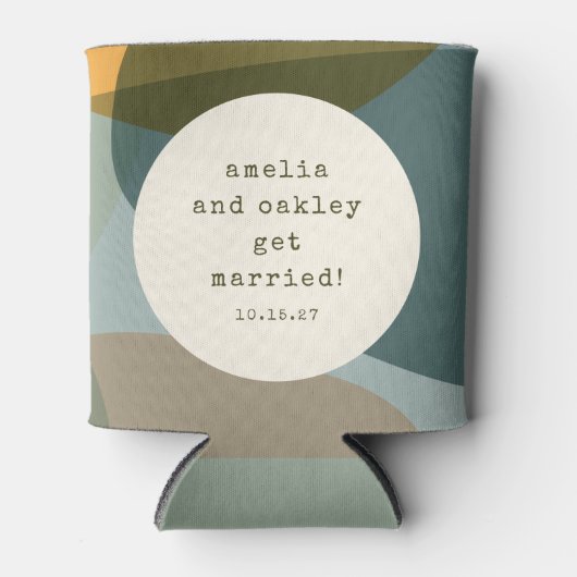 Moderne Abstracte Vormen Sage Blauwgroen Aangepast Blikjeskoeler (Voorkant)