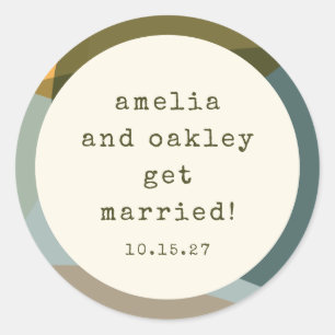 Moderne Abstracte Vormen Sage Blauwgroen Aangepast Ronde Sticker