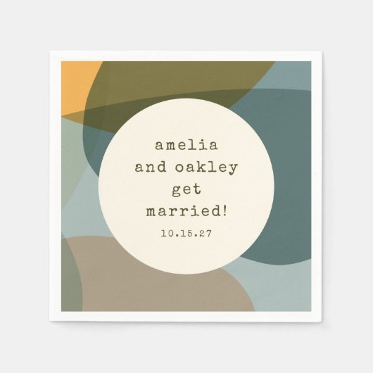 Moderne Abstracte Vormen Sage Blauwgroen Aangepast Servet (Voorkant)