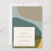 Moderne Abstracte Vormen Teal Taupe Save The Date (Voorkant)