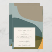 Moderne Abstracte Vormen Teal Taupe Save The Date (Voorkant / Achterkant)