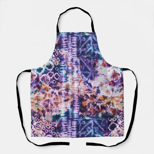 Moderne Abstracte Waterverf Blauw Rood Wit Tie Dye Schort (Voorkant)