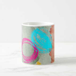 Moderne Abstracte Waterverf Blauwe Roze Koffiebeke Koffiemok